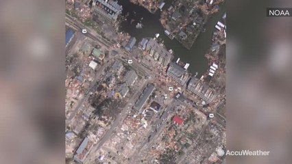 Before-and-after aerials show the disastrous damage Michael caused