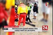 Motociclista resultó herido tras caerle parte de un puente en la Costa Verde