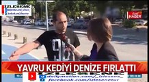 Yavru Kediyi Denize Atan Cani Adam Yakalanıp Polislere Teslim Edildi