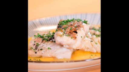 Fogonero sobre crema de calabaza