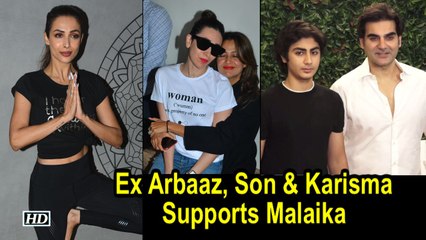 Ex Arbaaz, Son & Friend Karisma Supports Malaika at Fitness Studio Launch