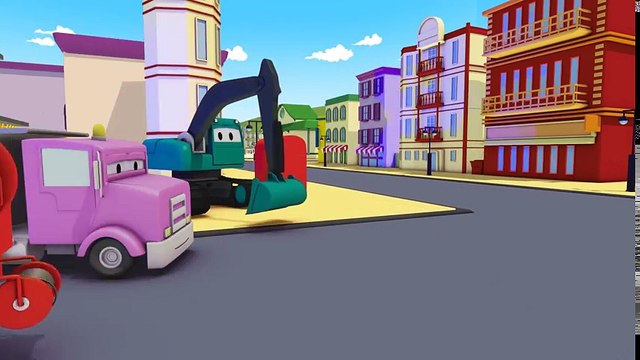 Der Streifenwagen in Autopolis - Dane der Abrisskran steckt unter einer Brücke fest