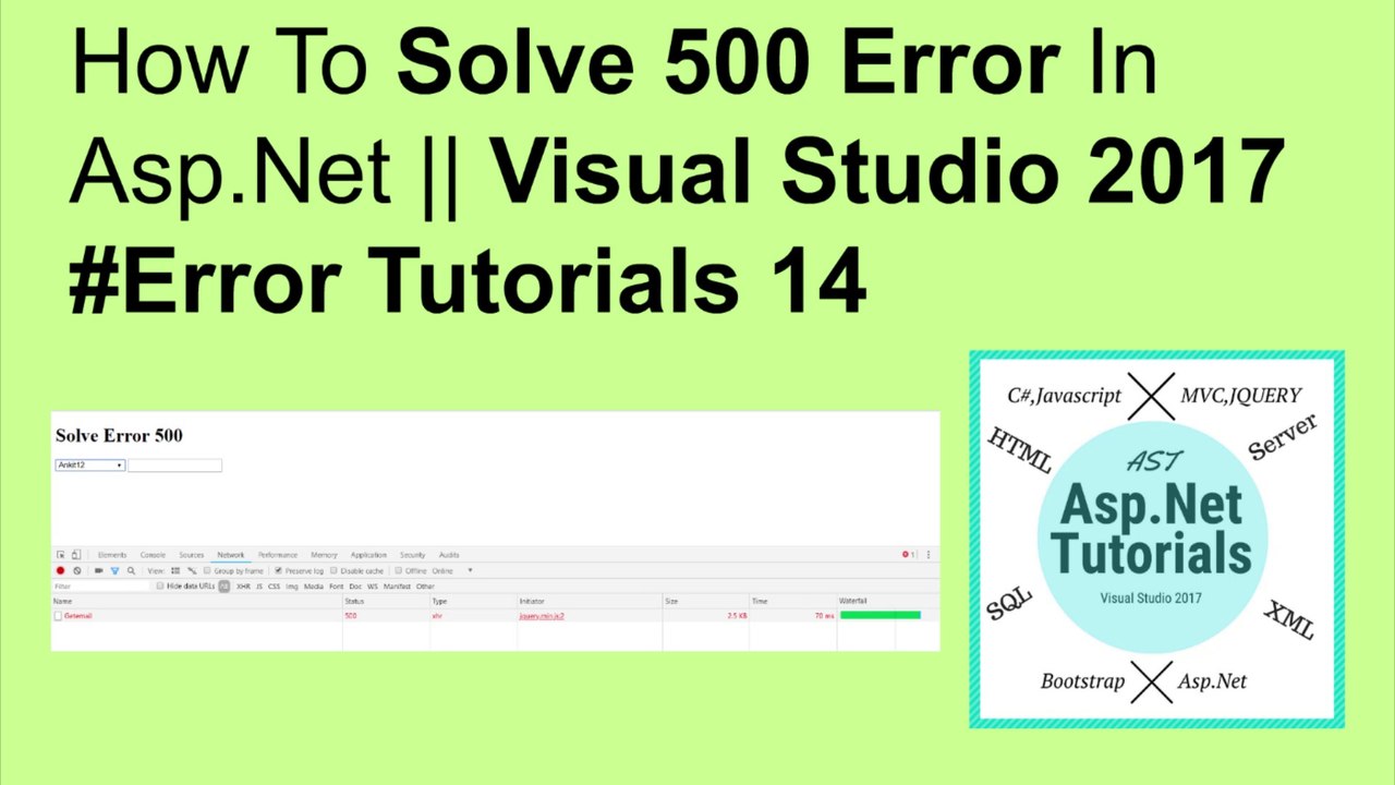How to solve error 500 in asp.net || visual studio 2017 #Error Tutorials 14