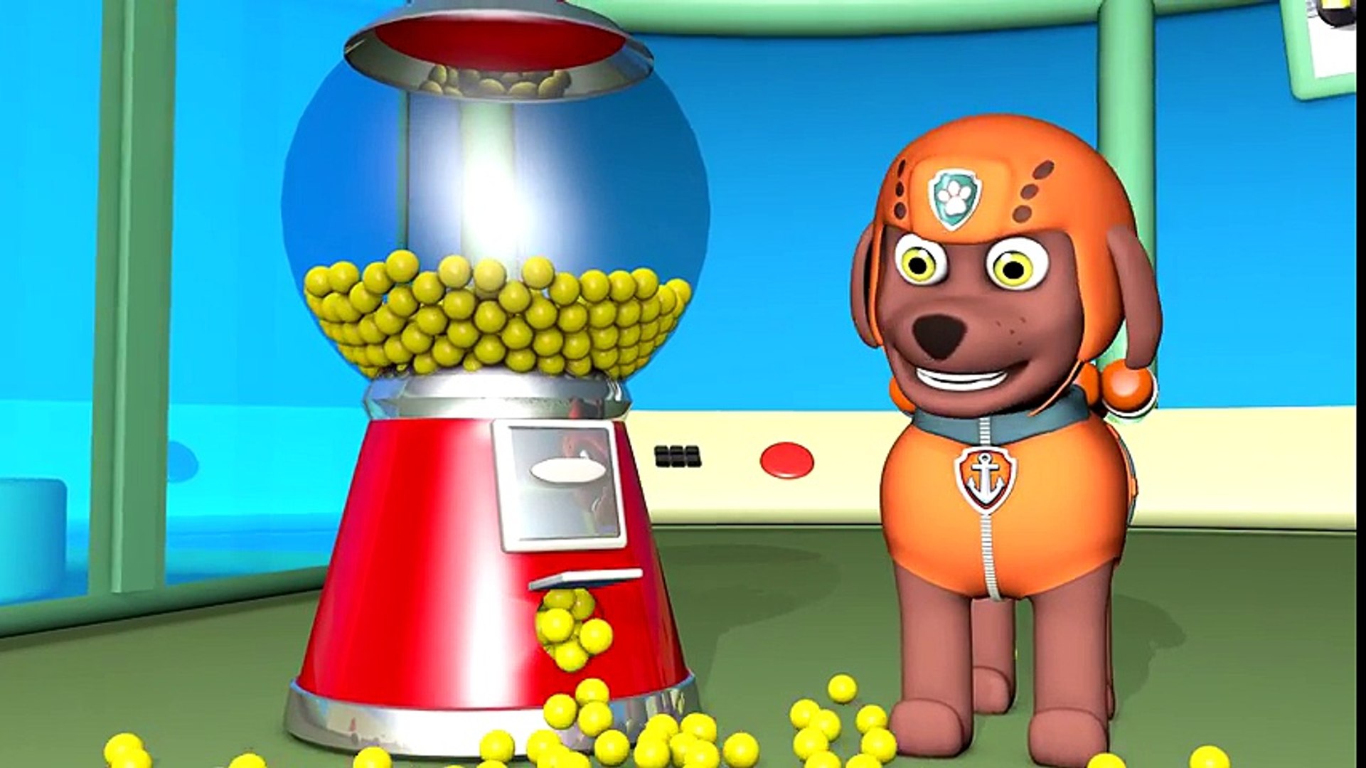 PAW PATROL learning colors catoon with ZUMA and gumball machine  | Children Learning Video