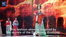 A time-traveling runway show! With murals of the Dunhuang grottoes as the design motif, this engaging fashion show in NW China combines vintage style with exube