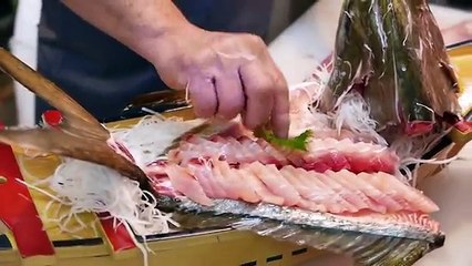 Japanese Street Food - GIANT GOLDEN POMFRET Butterfish Sashimi Okinawa Seafood Japan