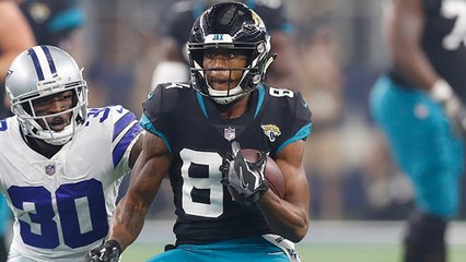 Keelan Cole cuts across the center of the field for a first down