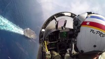 Great POV of Fighter Jet Landing on Aircraft Carrier - F/A-18F Super Hornet