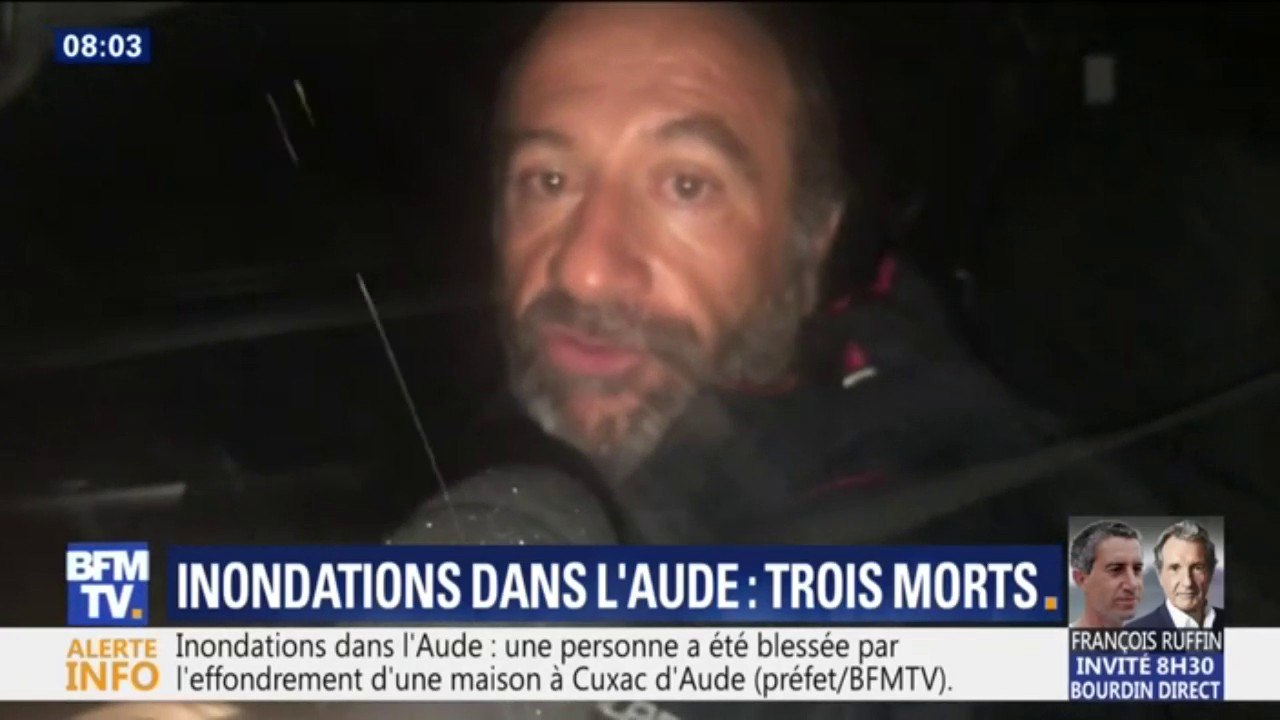 "Y'a de l'eau partout." Cet automobiliste n'a pas pu accéder à Trèbes à cause des inondations