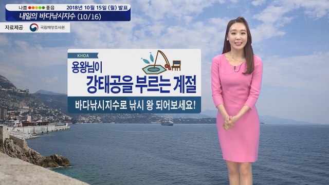 [내일의 바다낚시지수] 10월 16일 전 해안 물결 잔잔, 바람은 다소 강해 주의해야 해 / YTN