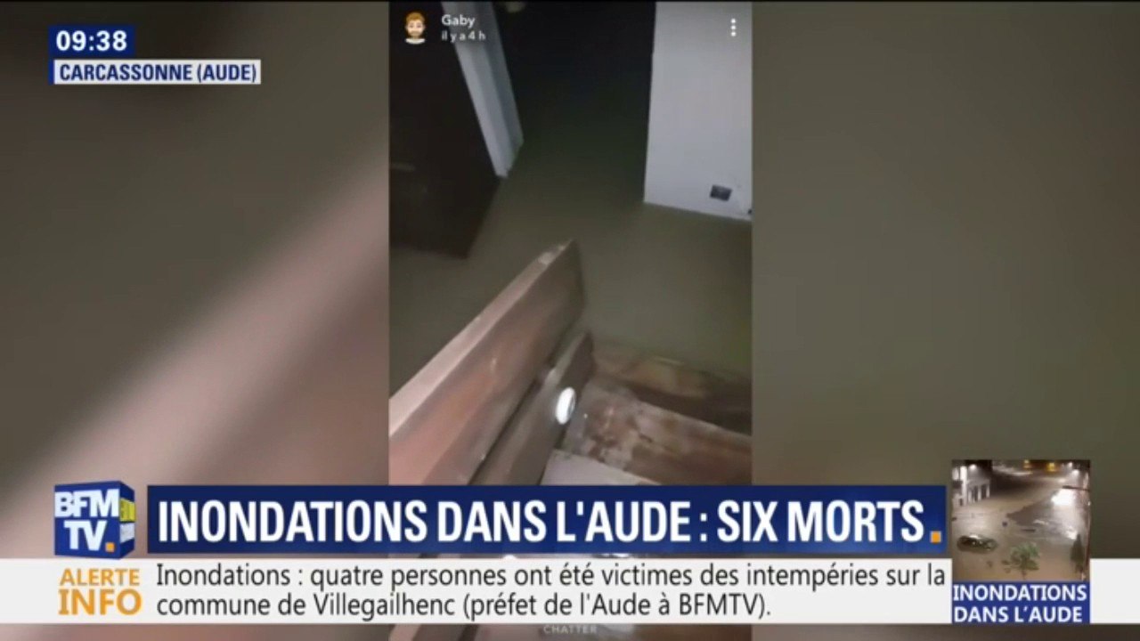 Un habitant de Carcassonne filme son domicile inondé après les pluies diluviennes