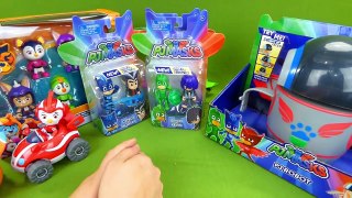 LOTS of PJ Masks and Top Wing Toys Robot Unboxing Toy Video For Kids Catboy Swift