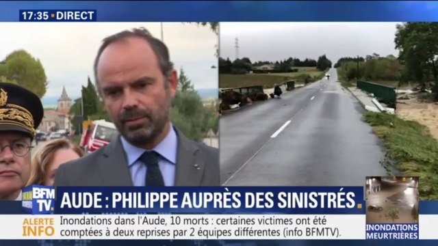 Inondations dans l'Aude: Édouard Philippe adresse sa sympathie et son soutien aux familles des victimes