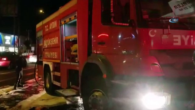 Nazilli'de lastik satış mağazasında korkutan yangın