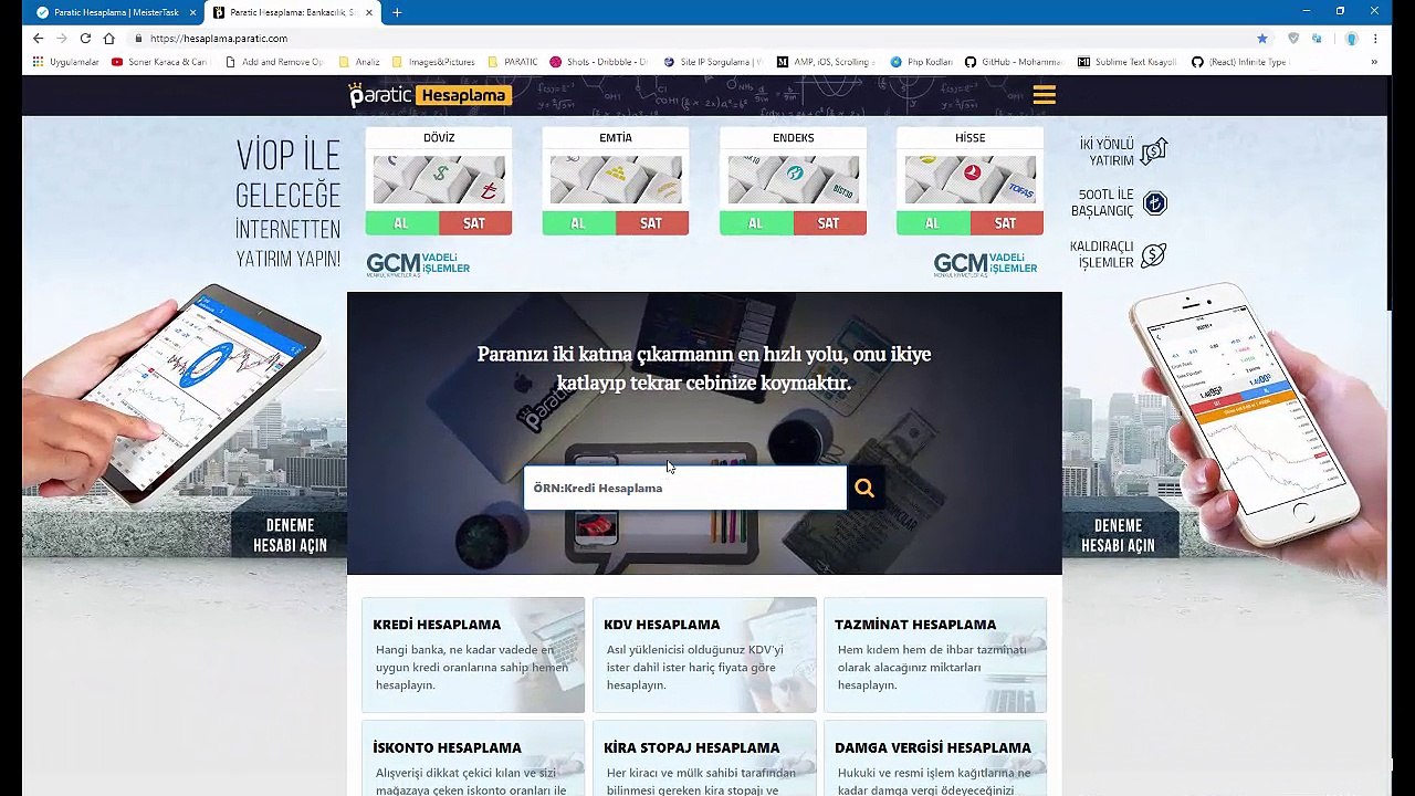 Günlük Hayatta Kullanılan Tüm Hesaplama Araçlarını hesaplama.paratic.com Adresinden Ulaşabilirsiniz.