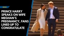 Prince Harry speaks on wife Meghan's pregnancy, fans line up to congratulate