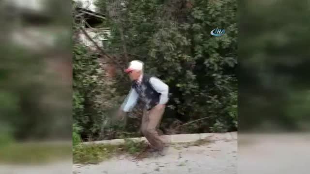 İlk Kez Drone Gören Yaşlı Adamın Şaşkınlığı Kamerada