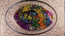 Mixing Store Bought Slime with Glitter Beads Homemade Slimes