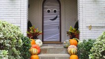 Spook Trick-Or-Treaters with this Front Door Mummy Decor