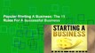 Popular Starting A Business: The 15 Rules For A Successful Business