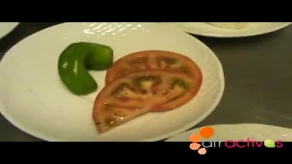 Cocina española: jamón ibérico, setas y pimiento