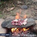 Cooking meat on a flat stone. via Primitive Technology Idea, bit.ly/2C8JOHh