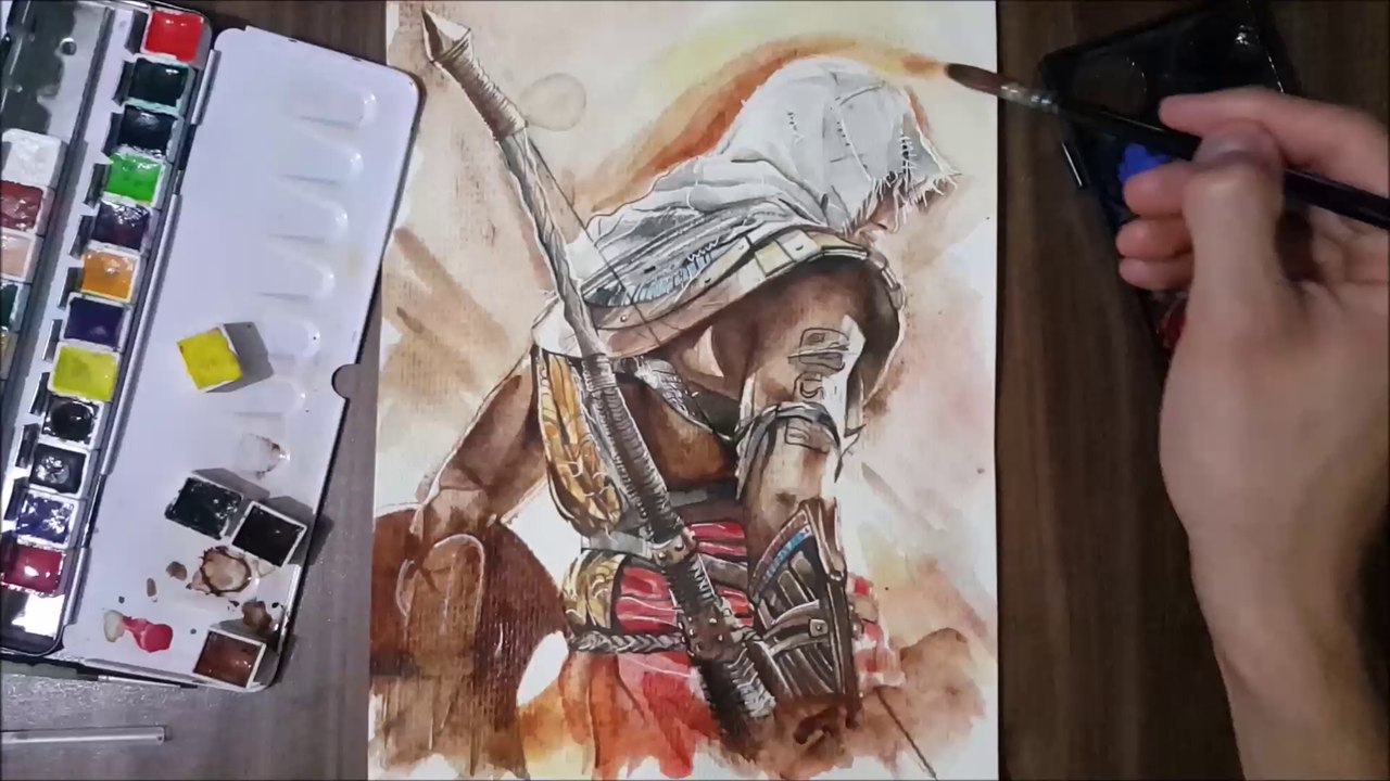 Speed Drawing Assassin's creed origins(Bayek) watercolor