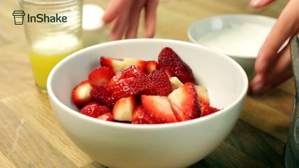 Batido de fresa, yogur y naranja