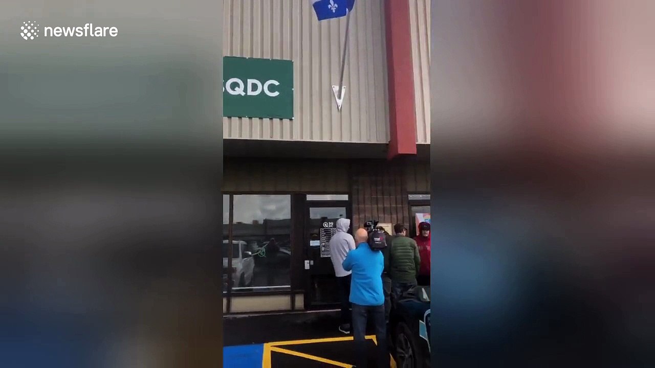 Hundreds line up outside dispensary in Quebec as Canada legalises recreational marijuana