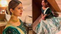 Jennifer Winget looks pretty in Green Lehenga as she visits Kolkata for Durga Puja | FilmiBeat