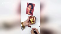 Talented man carves Chinese celebrities on apples