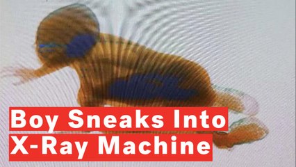 Shocking Moment Boy Sneaks Into X-ray Machine At China Train Station
