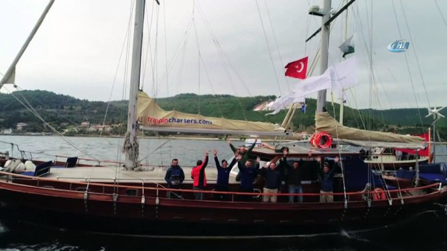 Marmara ve Akdeniz'i aşan yelkenlilerin kıyasıya mücadelesi havadan görüntülendi