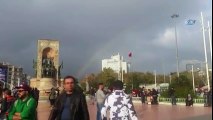 Taksim'de Oluşan Gökkuşağı Kendine Hayran Bıraktı