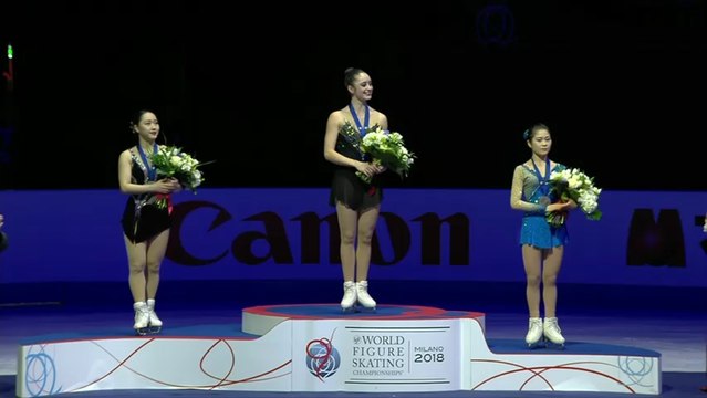 2018 Worlds Ladies Medal Ceremony (No Commentary) - Kaetlyn Osmond, Wakaba Higuchi, Satoko Miyahara