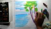 How to draw scenery of sea beach with oil pastels step by step (সমুদ্র সৈকত) ( 265 )