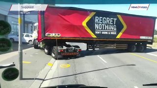 WATCH: Oh beer! Crates of alcohol crash out of beer truck in Cape Town