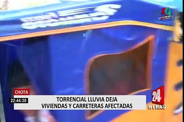 Torrencial lluvia afectó viviendas y carretera en Cajamarca