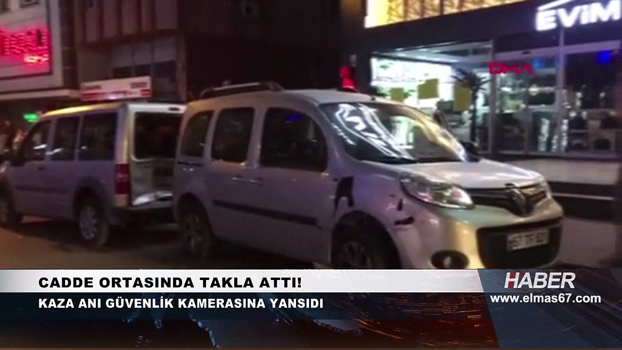 Cadde ortasında takla attı!