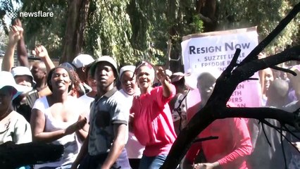 South Africans set up barricades during violent protests in Atlantis