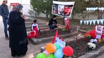 Şehit bebek Mustafa'nın ilk doğum günü mezarında kutlandı