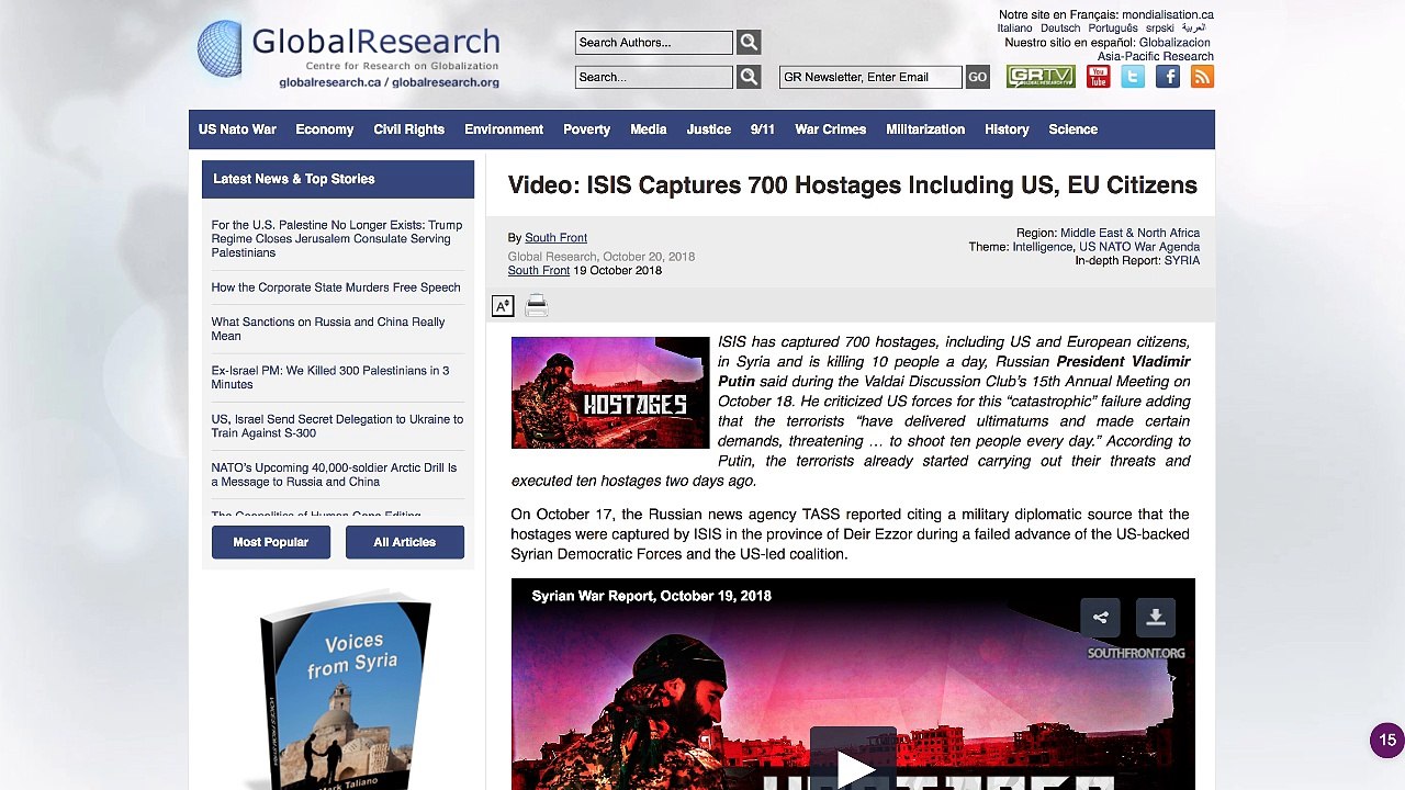Saudis Get Away With Murder, US Hit Squads, 700 ISIS Hostages & Pentagon Skin Vaporizing Plasma Gun