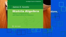 Popular Matrix Algebra: Theory, Computations, and Applications in Statistics (Springer Texts in