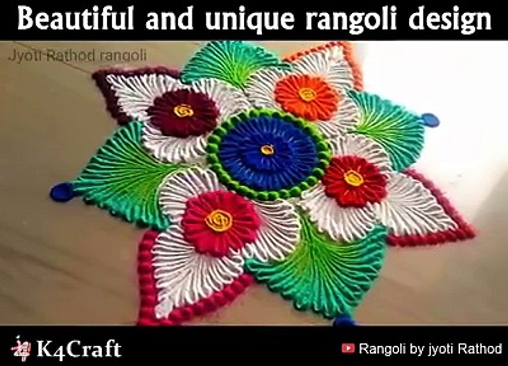 Beautiful and unique rangoli design via: Rangoli by jyoti Rathod,