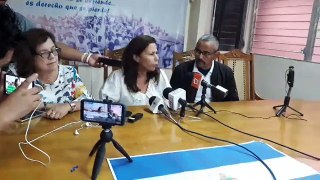 La activista de las Segovias, Haydeé Castillo, denuncia ante el Cenidh la retención migratoria que le impuso el gobierno de Nicaragua.