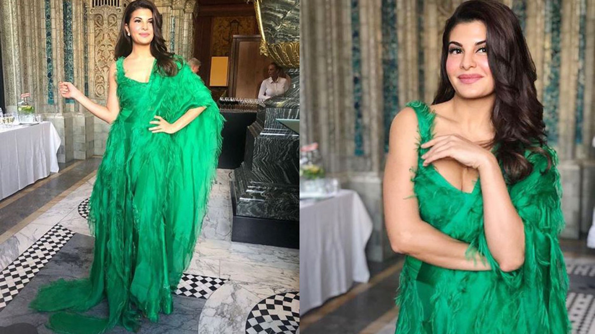 Jacqueline Fernandez Looks Stunning In Designer Anamika Khanna S Sea Green Saree Filmibeat Video Dailymotion