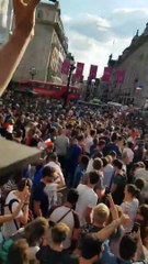 French fans celebrating at Piccadilly Circus