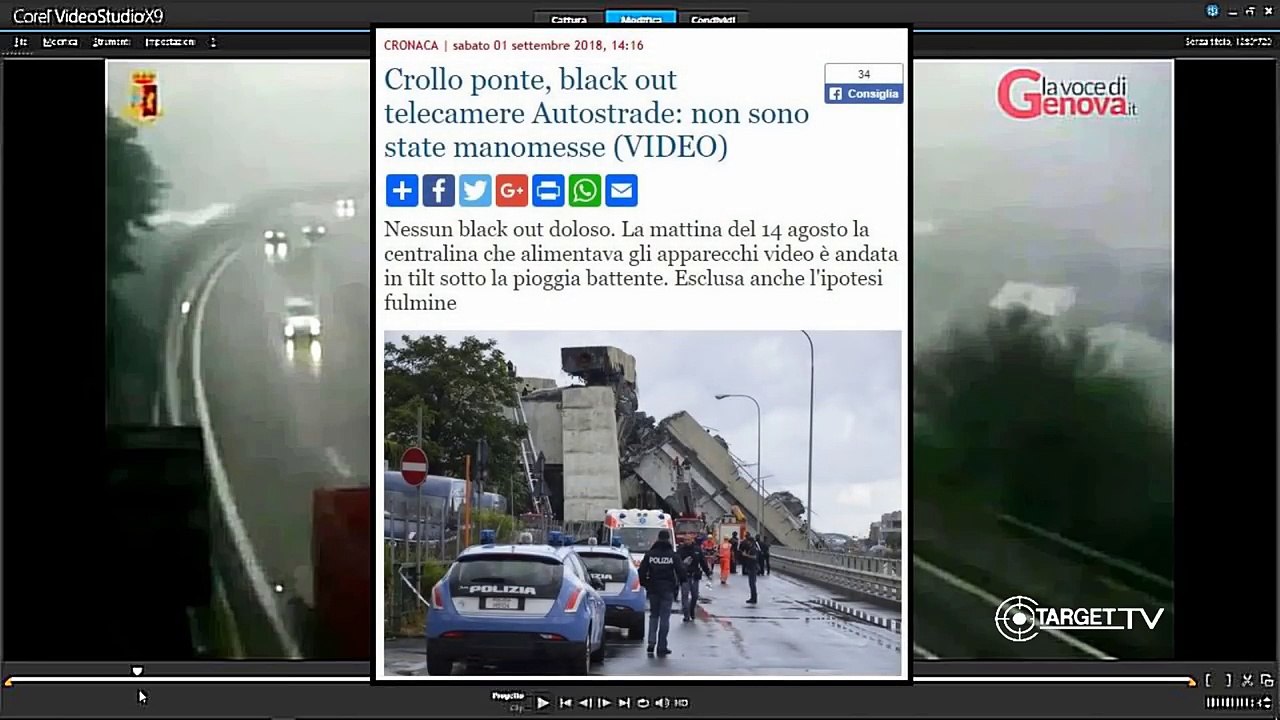 CROLLO DEL PONTE MORANDI - ESPLOSIONE VISIBILE DALLE RIPRESE AUTOSTRADALI