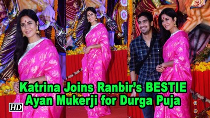 Katrina Joins Ranbir’s BESTIE Ayan Mukerji for Durga Puja Celebration