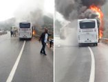 Seyir Halindeki Otobüs Alev Alev Yandı